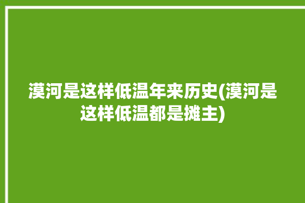 漠河是这样低温年来历史(漠河是这样低温都是摊主)