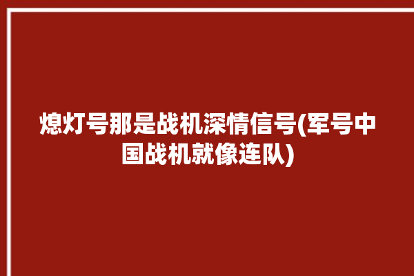 熄灯号那是战机深情信号(军号中国战机就像连队)