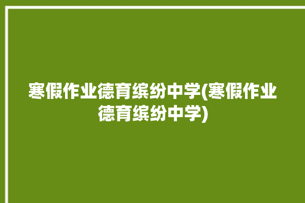 寒假作业德育缤纷中学(寒假作业德育缤纷中学)