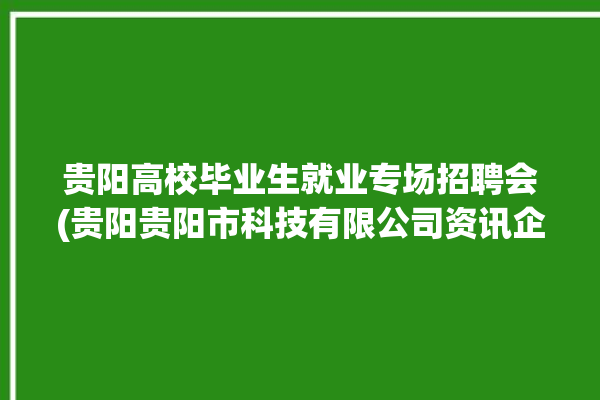 贵阳高校毕业生就业专场招聘会(贵阳贵阳市科技有限公司资讯企业)