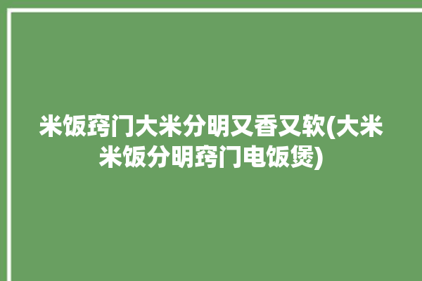 米饭窍门大米分明又香又软(大米米饭分明窍门电饭煲)