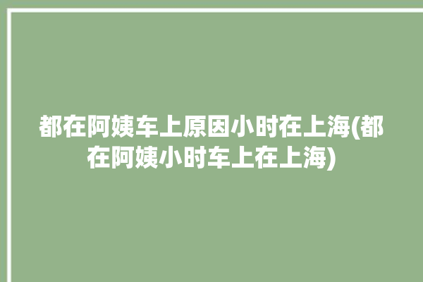 都在阿姨车上原因小时在上海(都在阿姨小时车上在上海)