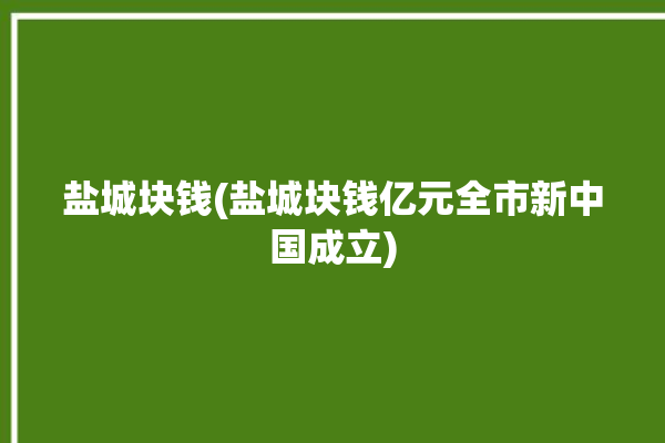 盐城块钱(盐城块钱亿元全市新中国成立)