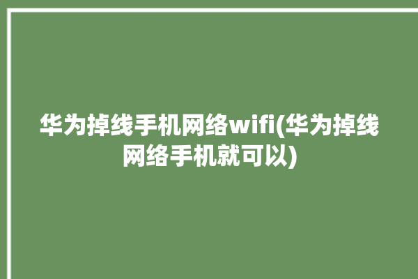 华为掉线手机网络wifi(华为掉线网络手机就可以)