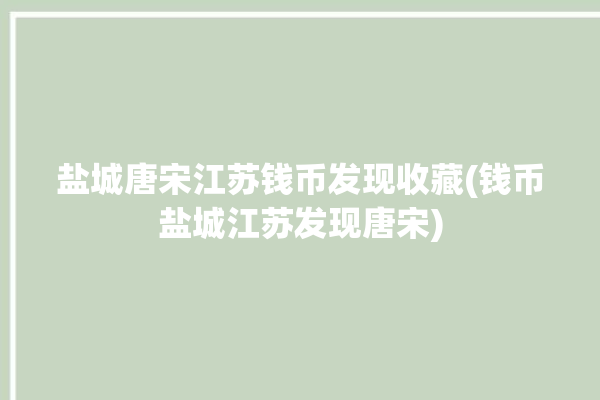 盐城唐宋江苏钱币发现收藏(钱币盐城江苏发现唐宋)