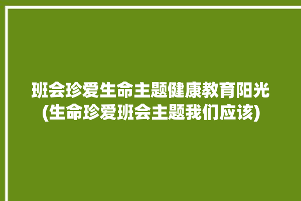 班会珍爱生命主题健康教育阳光(生命珍爱班会主题我们应该)