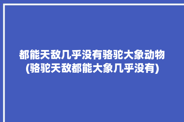 都能天敌几乎没有骆驼大象动物(骆驼天敌都能大象几乎没有)