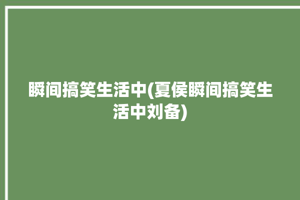 瞬间搞笑生活中(夏侯瞬间搞笑生活中刘备)