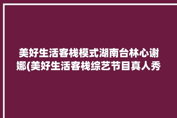 美好生活客栈模式湖南台林心谢娜(美好生活客栈综艺节目真人秀综艺)