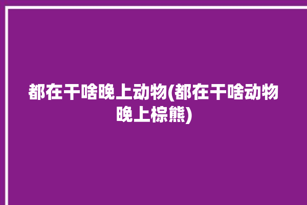 都在干啥晚上动物(都在干啥动物晚上棕熊)