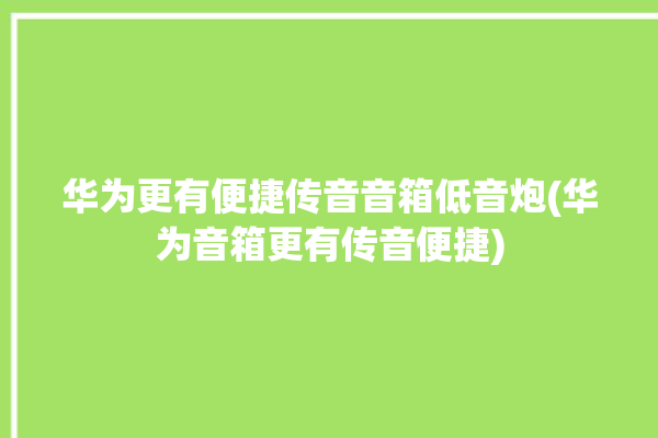 华为更有便捷传音音箱低音炮(华为音箱更有传音便捷)