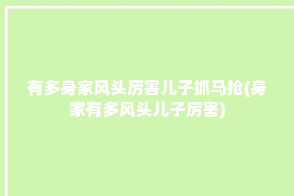 有多身家风头厉害儿子抓马抢(身家有多风头儿子厉害)