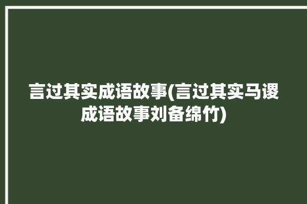 言过其实成语故事(言过其实马谡成语故事刘备绵竹)