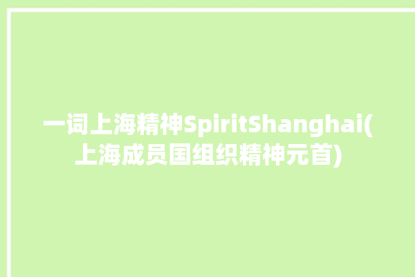 一词上海精神SpiritShanghai(上海成员国组织精神元首)