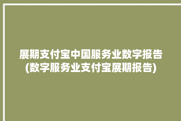 展期支付宝中国服务业数字报告(数字服务业支付宝展期报告)