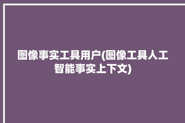 图像事实工具用户(图像工具人工智能事实上下文)