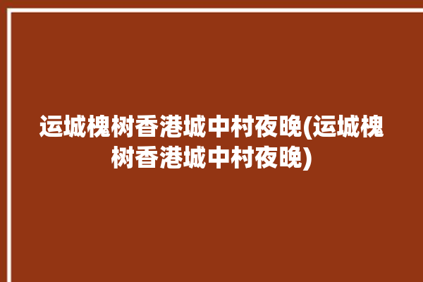 运城槐树香港城中村夜晚(运城槐树香港城中村夜晚)