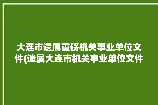 大连市遗属重磅机关事业单位文件(遗属大连市机关事业单位文件家庭)