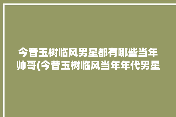 今昔玉树临风男星都有哪些当年帅哥(今昔玉树临风当年年代男星)