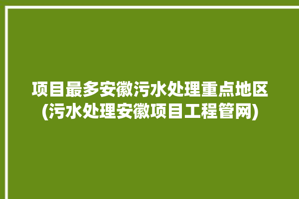 项目最多安徽污水处理重点地区(污水处理安徽项目工程管网)