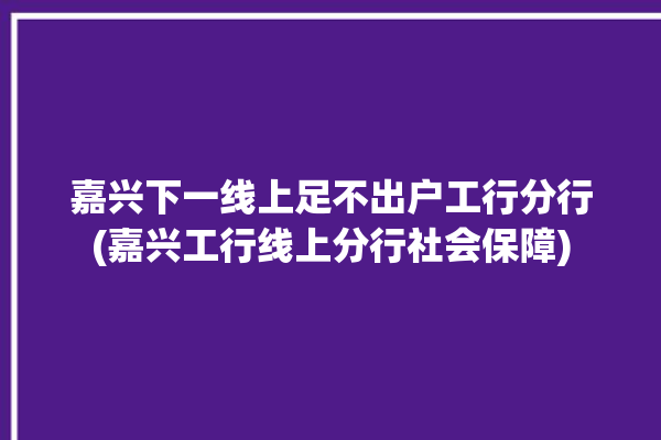 嘉兴下一线上足不出户工行分行(嘉兴工行线上分行社会保障)