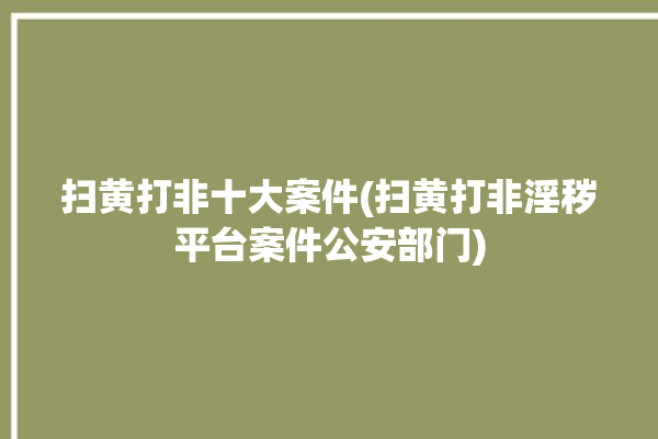 扫黄打非十大案件(扫黄打非淫秽平台案件公安部门)