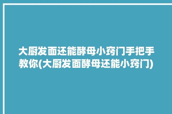 大厨发面还能酵母小窍门手把手教你(大厨发面酵母还能小窍门)