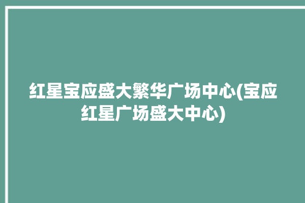 红星宝应盛大繁华广场中心(宝应红星广场盛大中心)