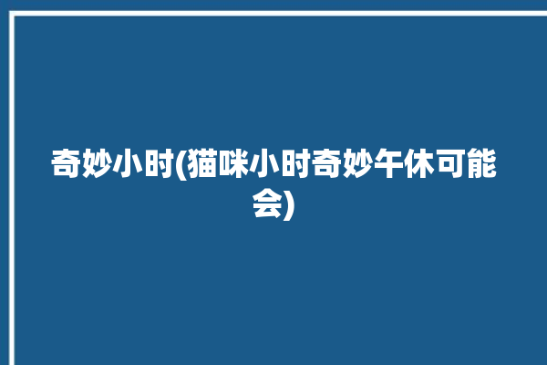 奇妙小时(猫咪小时奇妙午休可能会)