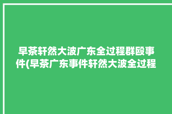 早茶轩然大波广东全过程群殴事件(早茶广东事件轩然大波全过程)