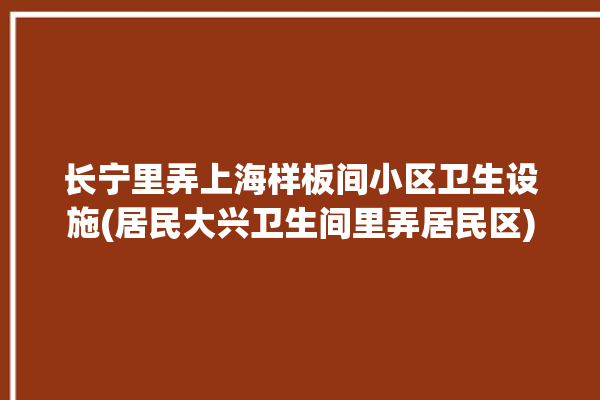 长宁里弄上海样板间小区卫生设施(居民大兴卫生间里弄居民区)