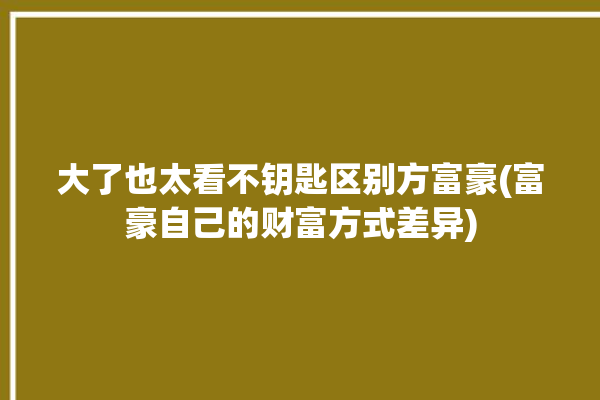 大了也太看不钥匙区别方富豪(富豪自己的财富方式差异)