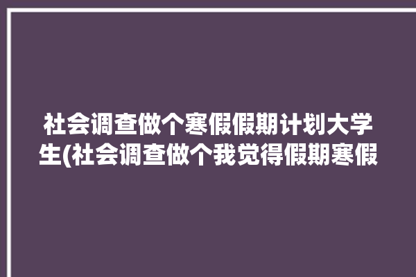 社会调查做个寒假假期计划大学生(社会调查做个我觉得假期寒假)