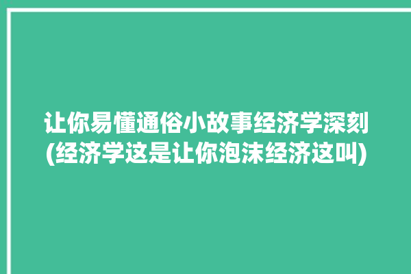 让你易懂通俗小故事经济学深刻(经济学这是让你泡沫经济这叫)