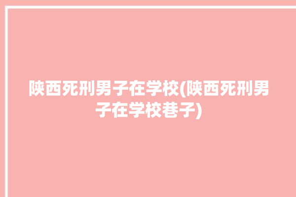 陕西死刑男子在学校(陕西死刑男子在学校巷子)