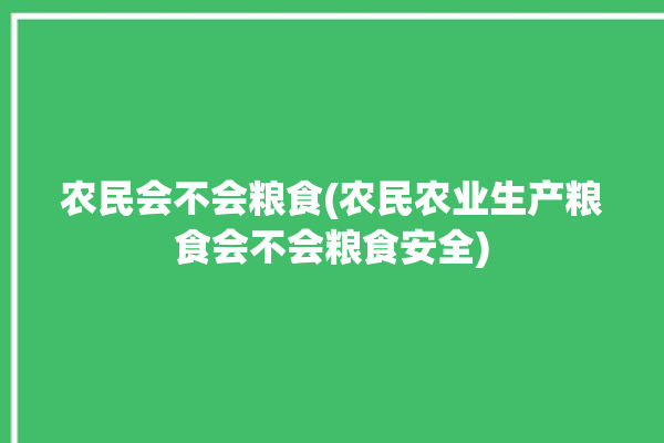 农民会不会粮食(农民农业生产粮食会不会粮食安全)