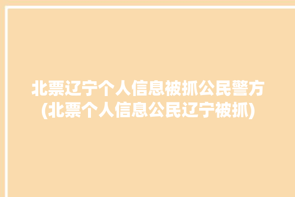 北票辽宁个人信息被抓公民警方(北票个人信息公民辽宁被抓)