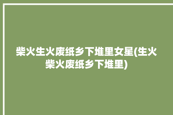 柴火生火废纸乡下堆里女星(生火柴火废纸乡下堆里)