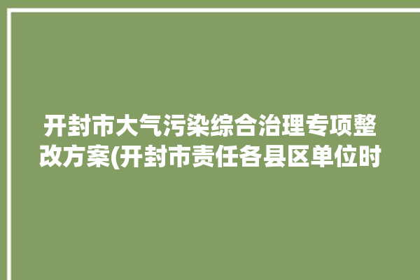 开封市大气污染综合治理专项整改方案(开封市责任各县区单位时限)