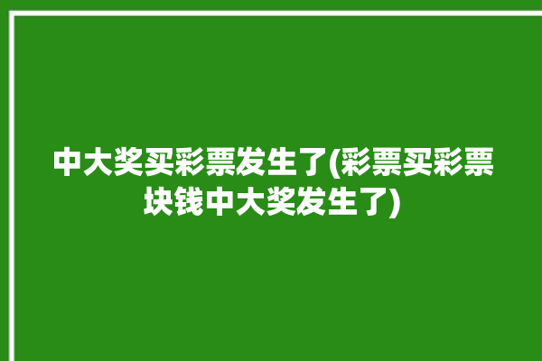 中大奖买彩票发生了(彩票买彩票块钱中大奖发生了)