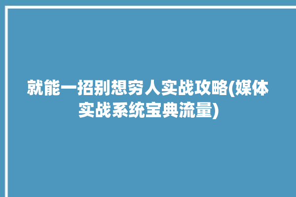 就能一招别想穷人实战攻略(媒体实战系统宝典流量)