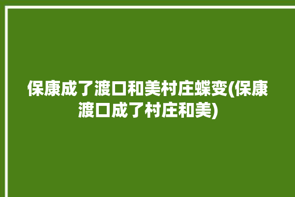 保康成了渡口和美村庄蝶变(保康渡口成了村庄和美)