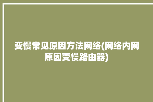 变慢常见原因方法网络(网络内网原因变慢路由器)