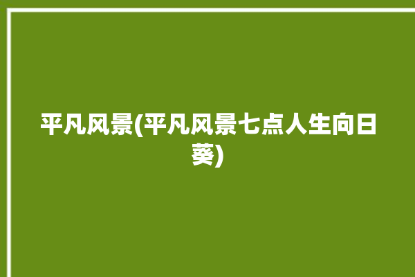 平凡风景(平凡风景七点人生向日葵)