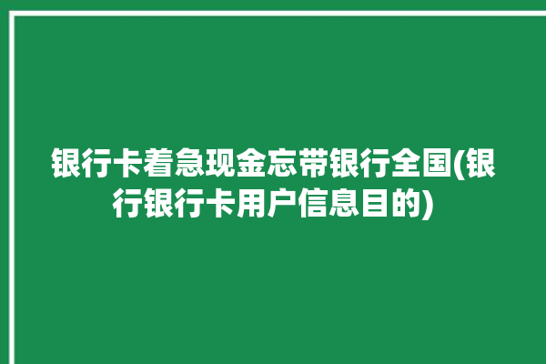 银行卡着急现金忘带银行全国(银行银行卡用户信息目的)