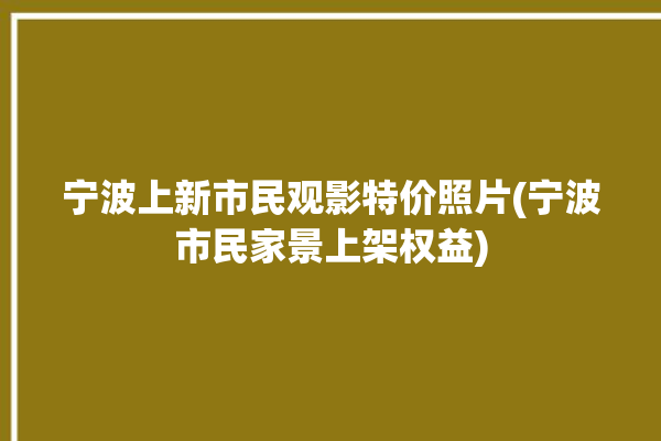 宁波上新市民观影特价照片(宁波市民家景上架权益)