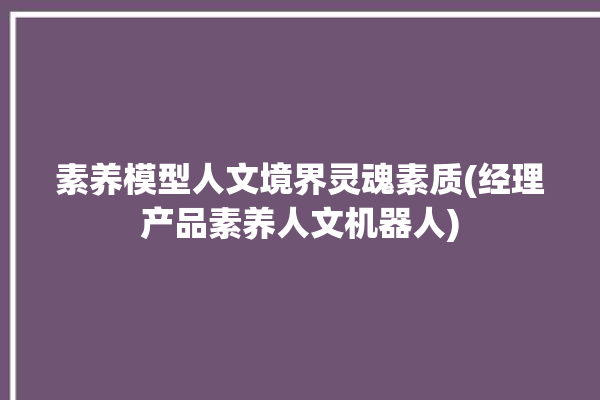 素养模型人文境界灵魂素质(经理产品素养人文机器人)