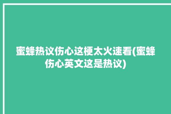 蜜蜂热议伤心这梗太火速看(蜜蜂伤心英文这是热议)