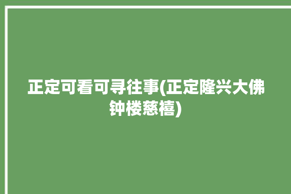 正定可看可寻往事(正定隆兴大佛钟楼慈禧)