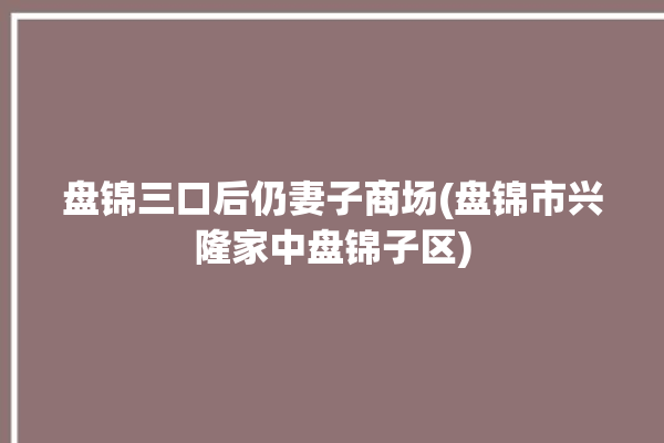 盘锦三口后仍妻子商场(盘锦市兴隆家中盘锦子区)